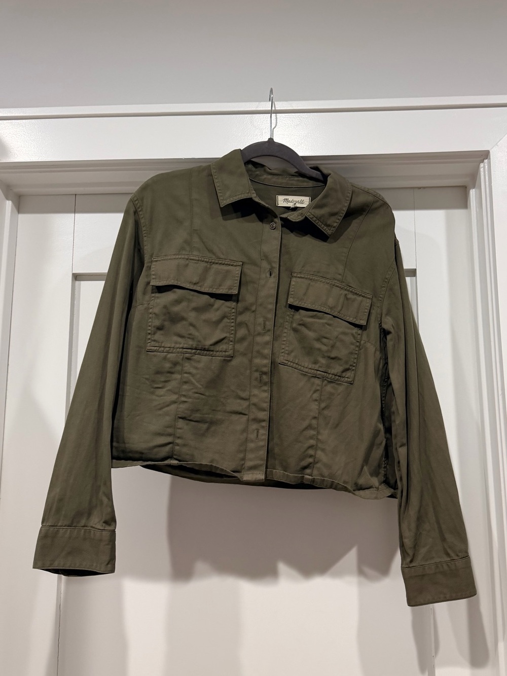 Madewell Pintucked Long Sleeve Shirt Faded Ivy Olive Green Size Large Utility